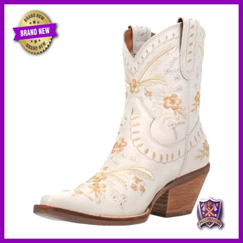 Boho Embroidered Leather Ankle Boots with Lacing Detail and 2.5-Inch Heel